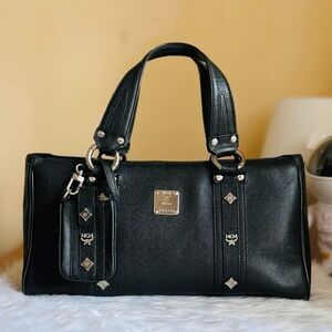 MCM Black Leather Satchel